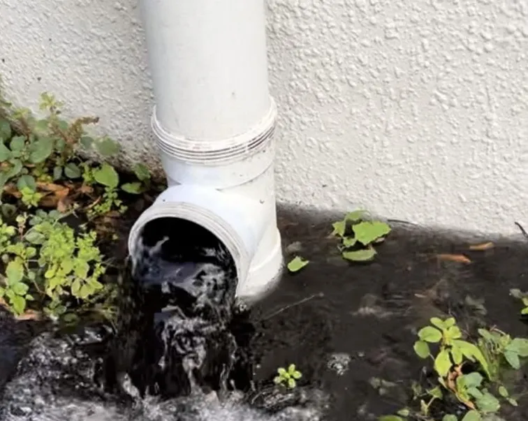 Water draining from tank